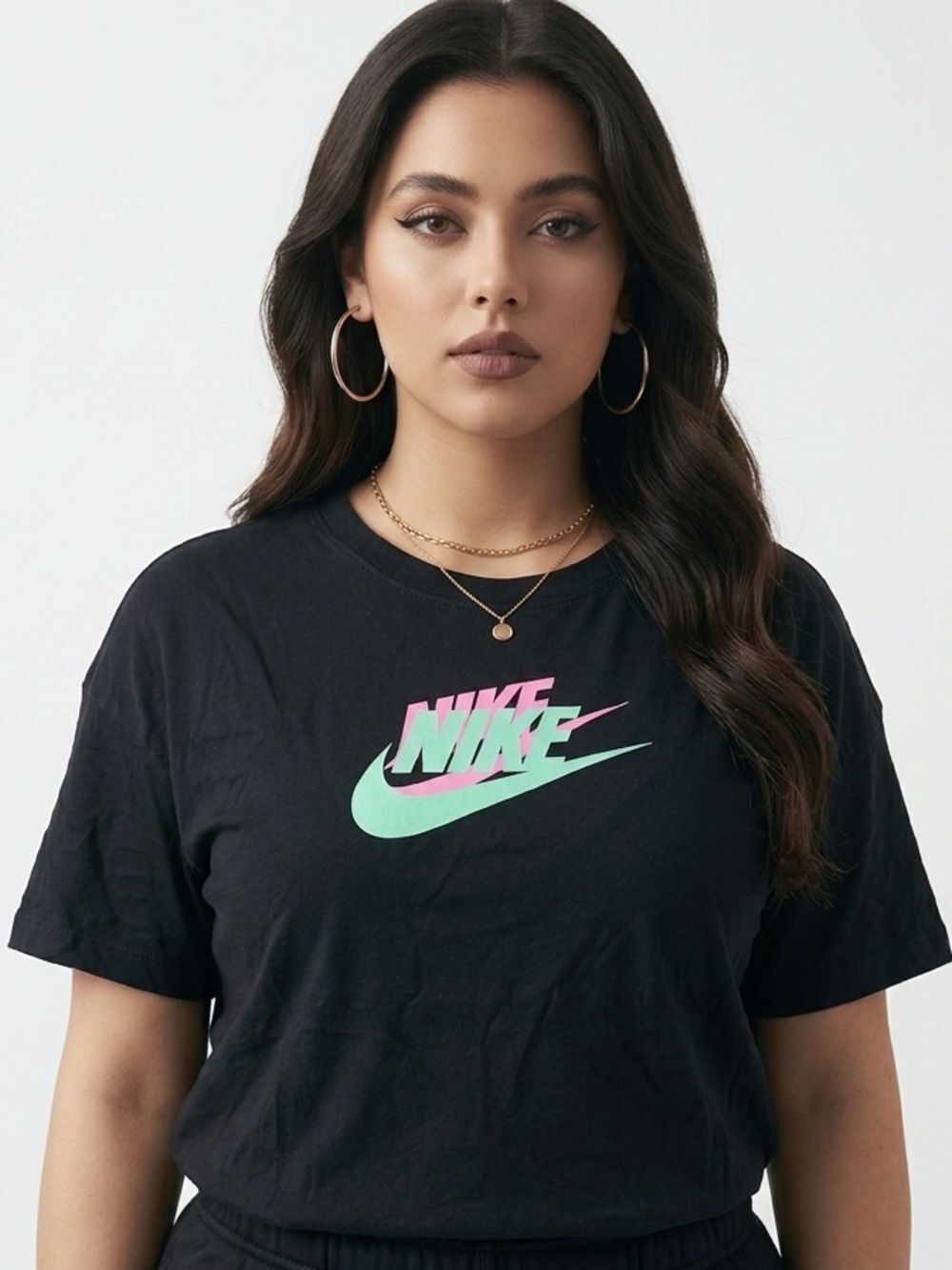 NIKE | Black Pink Green Graphic Logo Short Sleeve Tee Women’s Size X-Large
